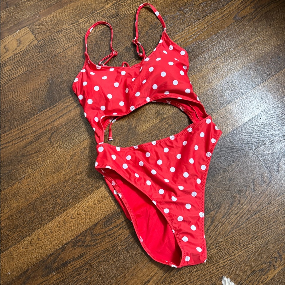 Red Polka Dot One Piece Swimsuit